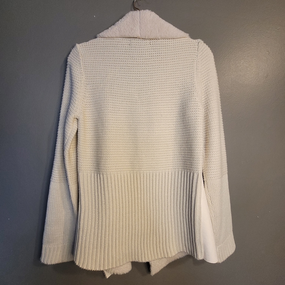 Vegan Suede Open Front Knit Blazer Cardigan - Picture 7 of 7